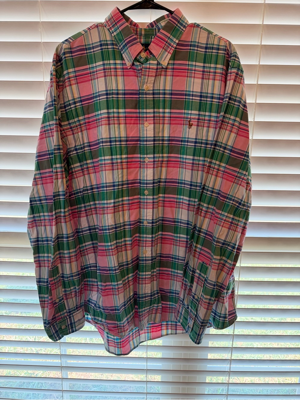 Ralph Lauren Green & Pink Plaid Cotton Button-Down Shirt
